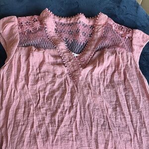 Sweet Wanderer Pink Lace Accent Blouse